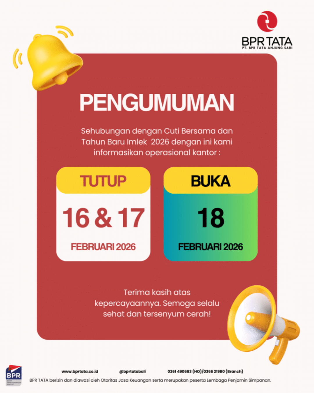 Kuning Merah Pengumuman Libur Klinik Gigi Instagram Post (Flyer (A4))
